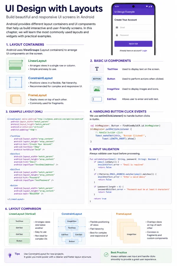 UI Design with Layouts: Build Beautiful and Responsive Android Screens